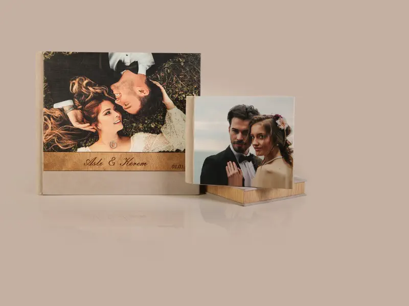 Albüm No. 003 — Fotoğraflı kapak · ahşap isim şeridi